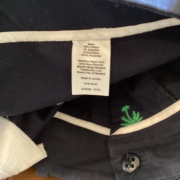 Talbots Curvy Fit Pants Size 16 Ankle Navy Blue Green Palm Tree Embroidery - Picture 4 of 9